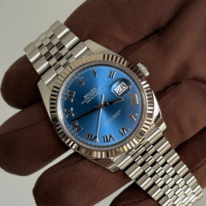 2022 Rolex Datejust 41 Azzurro Blue Roman Dial / 126334 / 41mm / Steel / Mint Condition